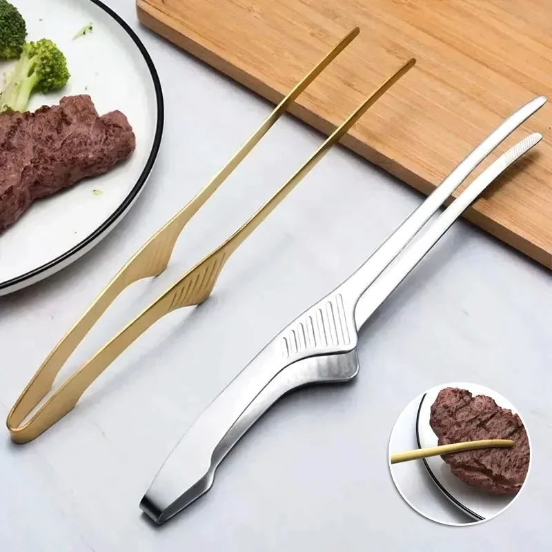 Korean Barbecue Clips Stainless Steel Grill Cooking Chef Tongs Kitchen Baking Bread Tweezer Outdoor Grilling Steak Clamp Tools