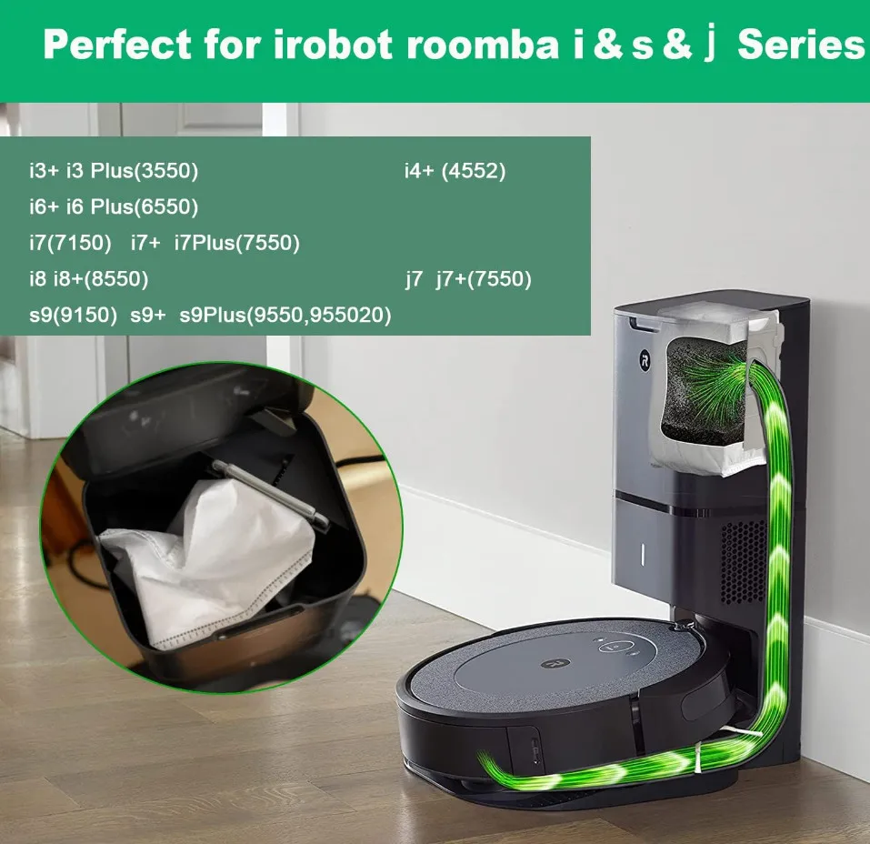Suitable for iRobot collection bag i1+i3+i5+i7+i8+comb j8+j9- Replace the 10 piece vacuum bag dust