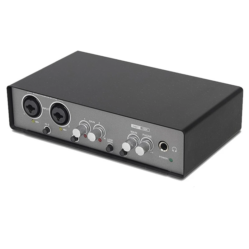 AU67-Audio Interface Sound Card 24-Bit/192Khz AD Converter For Electric Guitar Live Recording Professional Studio Singing