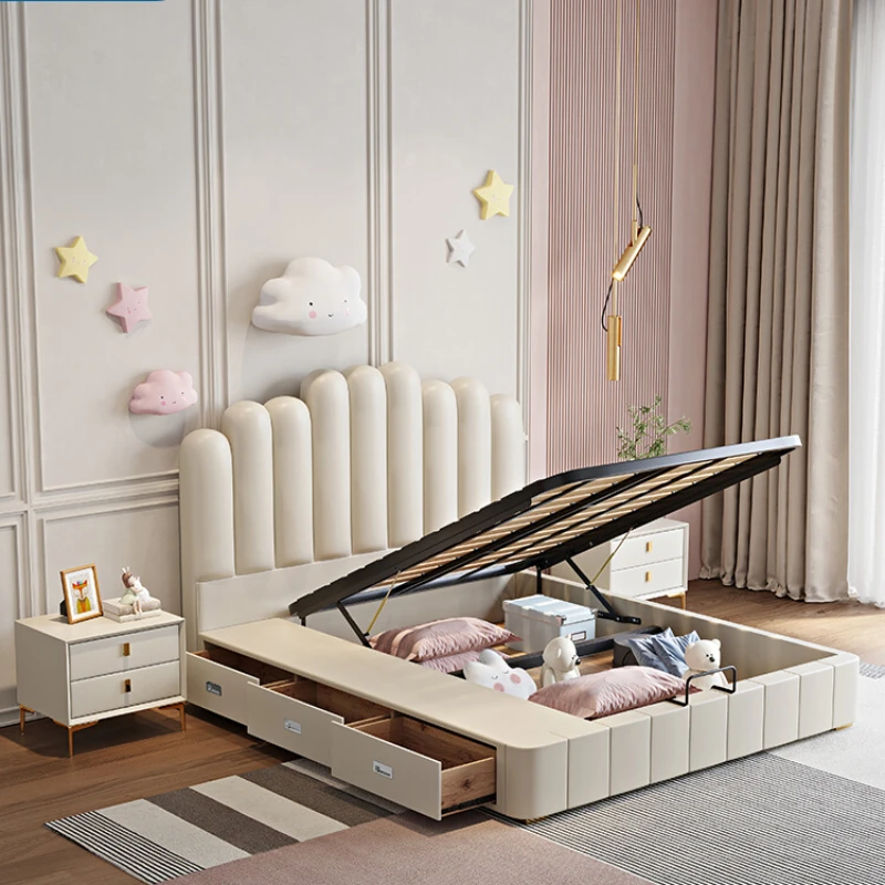 

Princess Modern Childrens Bed Elegant Leather Villa Loft Children Beds Comferter Luxury Kinderbett Bedroom Set Furniture