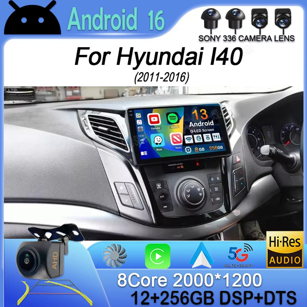 

Android 16 Carplay Auto 4G+WIFI для Hyundai I40 2011-2016, GPS-навигация, 2-диновый мультимедийный проигрыватель, стерео-магнитола, BT, 2-диновый, без DVD