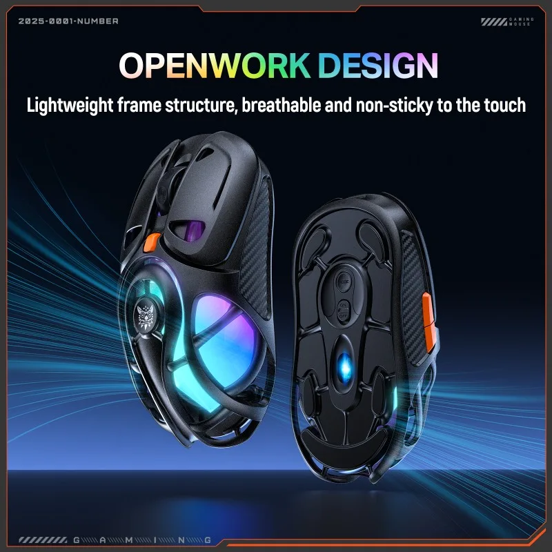 ONIKUMA DM02 Wireless Gaming Mouse Bluetooth 2.4G Wired RGB Lightweight 1000Hz Polling Type C Rechargeable for PC Laptop Gamer