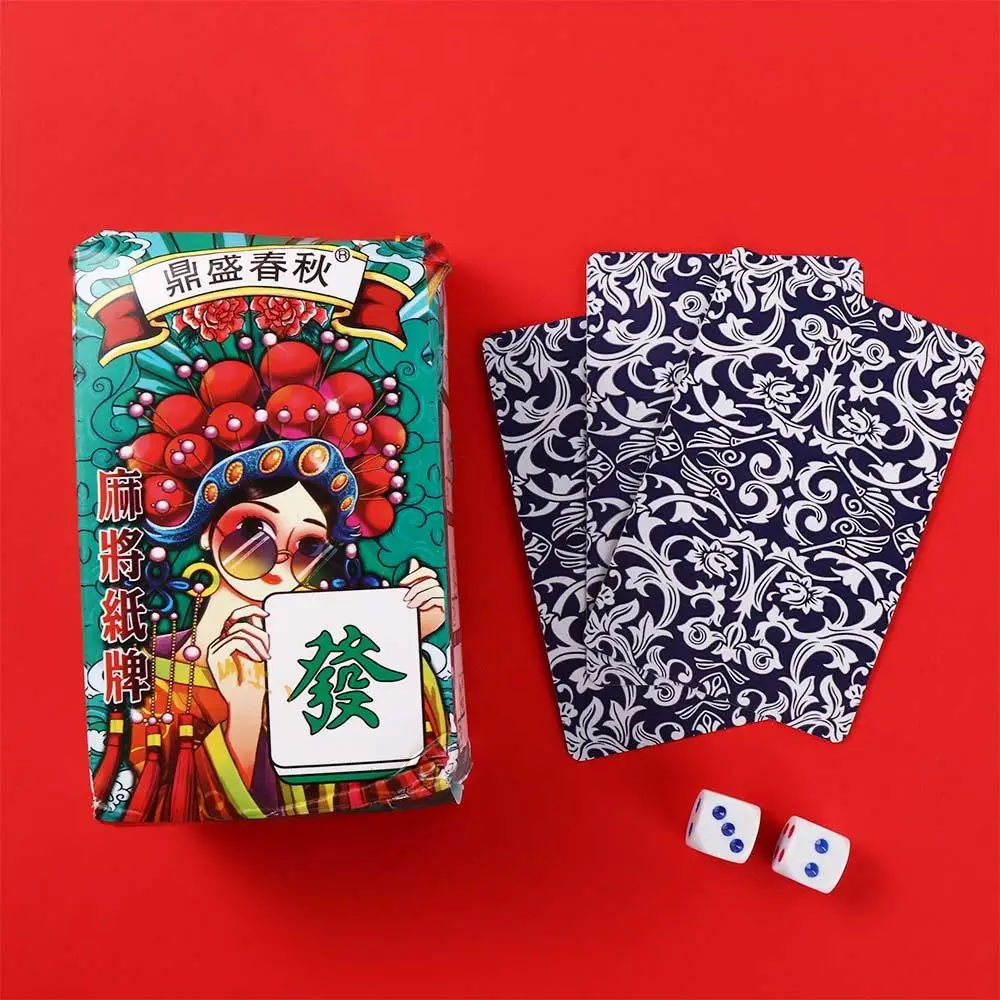 144 cartas/conjunto à prova dwaterproof água mahjong pokers jogando cartas mini caixa-embalado mah jong cartas de papel jogo conjunto mahjong poker cartas viagem