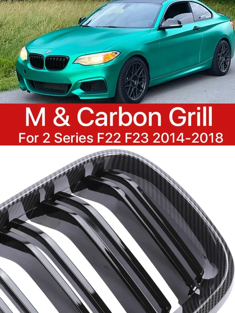 

Lower Front Bumper Kidney Grills Carbon Fiber M Color Facelift Grille For BMW 2 Series F22 F23 2014 2015 2016 2017 2018