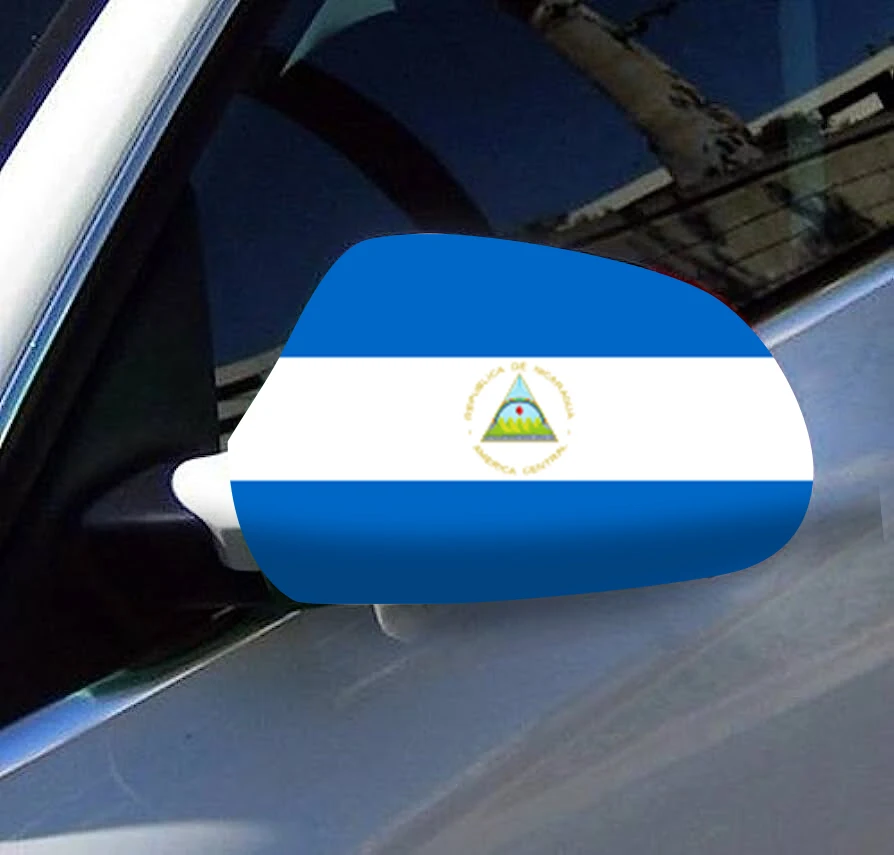 Directly Delivery 2 Pcs Free Size Four-way stretch fabric Nicaragua Nicaraguan Flags Car Mirror Cover