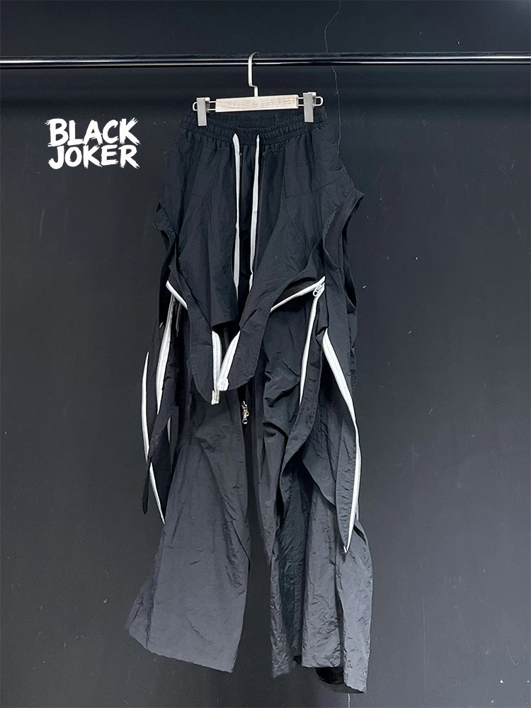 BLACK JOKER Original Design Multi-piece Irregular Fabric Stitching Bow Crock Pants Loose Casual Pants unisex pants
