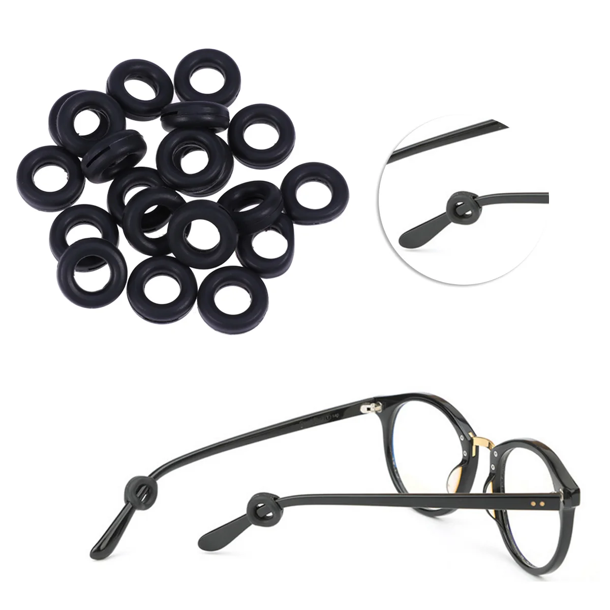 

Glasses Retainer Anti-Slip Silicone Ring Round Non-slip Buckle Ear Grips Hooks Eyeglasses Reading Glasses Sunglasses Fits Most