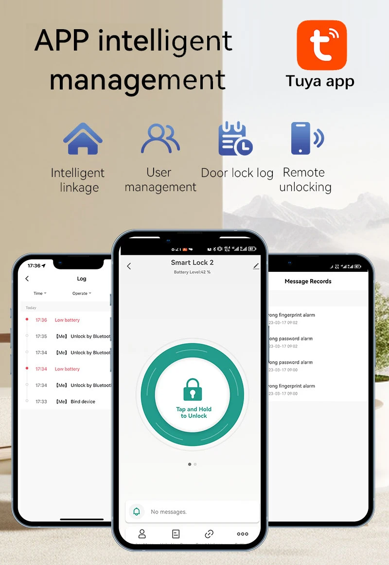 STLF Automatic Digital Tuya App Remote Control Aluminum Wood Smart Lock 5050 Model Intelligent WiFi Fingerprint Password Card