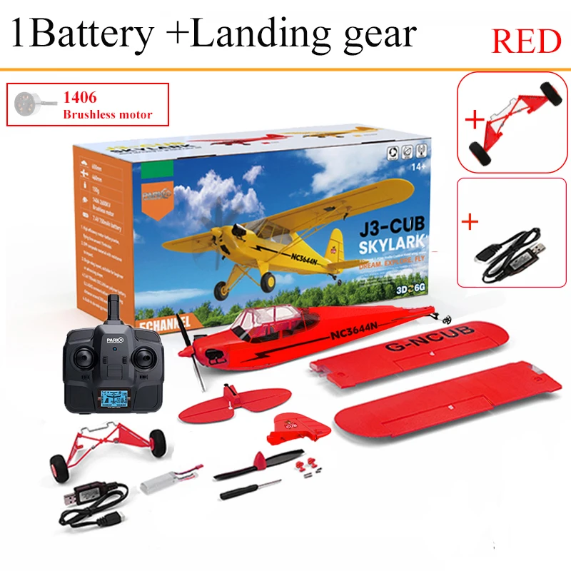 Parkten RC Plane RTF 2.4G Brushless Motor 3D/6G Remote Control Airplane Wltoys A160 Upgraded J3-CUB Yellow And RED Ready To Fly image 3