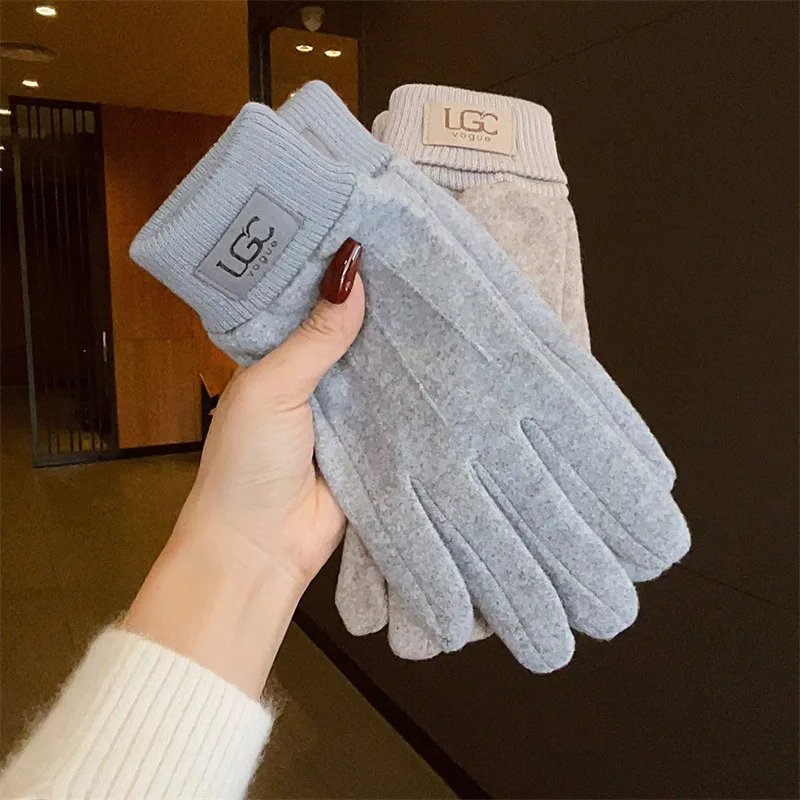 2PCS Gloves Unisex Double Layer Fleece Lined Touch Screen Winter Cycling Windproof Warm One Size