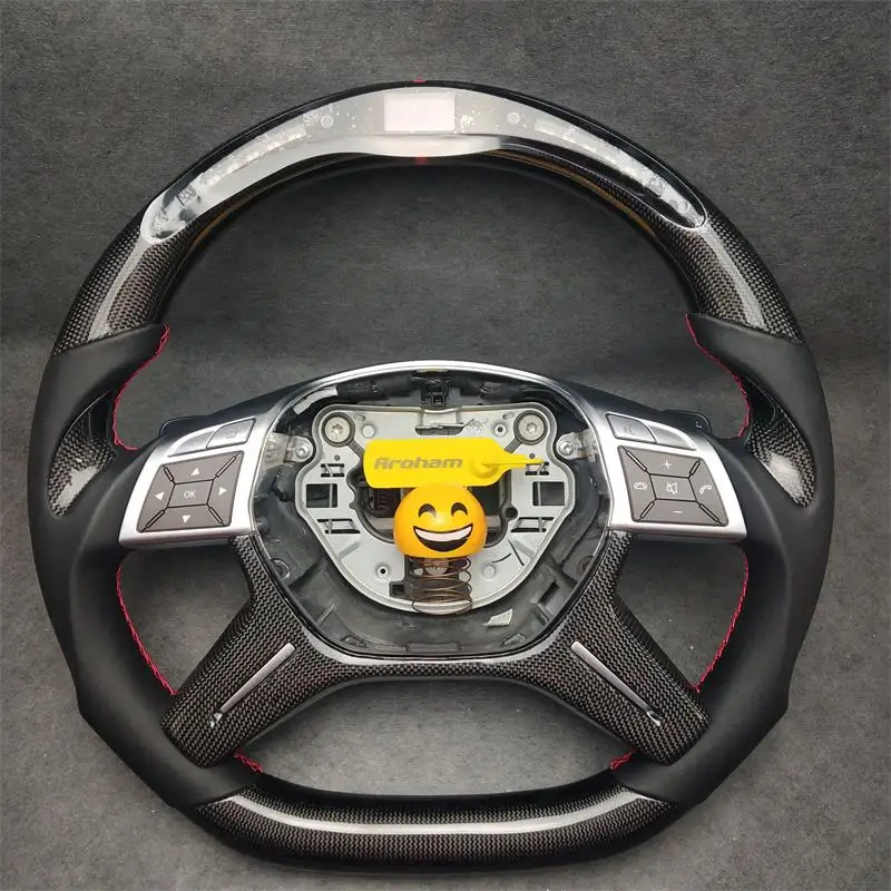 LED Racing Carbon Fiber Steering Wheel For Mercedes-Benz C Class W204 C180 C200 G63 S204 W212 V212 S212 W463 X166 W166