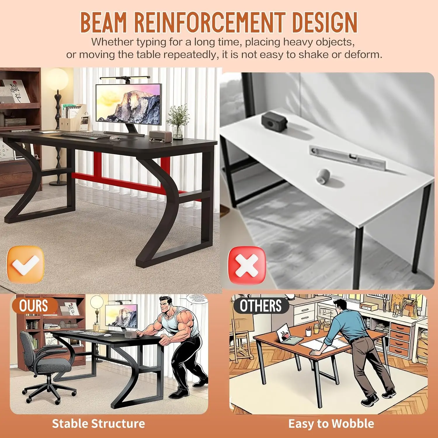 مكتب كمبيوتر مقاس 47.3 بوصة، مكاتب مكتبية منزلية، مكتب صغير لغرفة النوم، طاولة عمل للدراسة مع منافذ شحن USB باللون الأسود