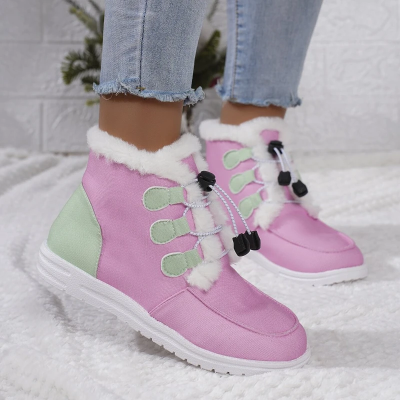 

2024 The New Keep Warm Plush Snow Boots Outdoor Women Shoes Winter Fashion Plush Women Boots Keep Warm Shoes Zapatos De Mujer