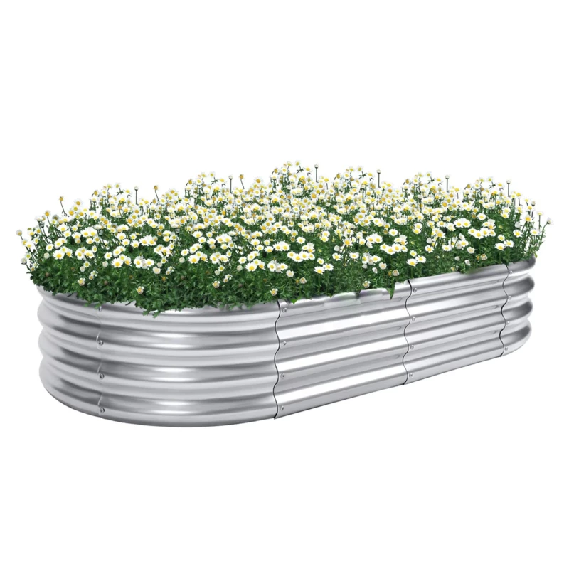 Outdoor galvanized raised garden flower pot bed vegetable backyard patio large deep root flower pot flower box