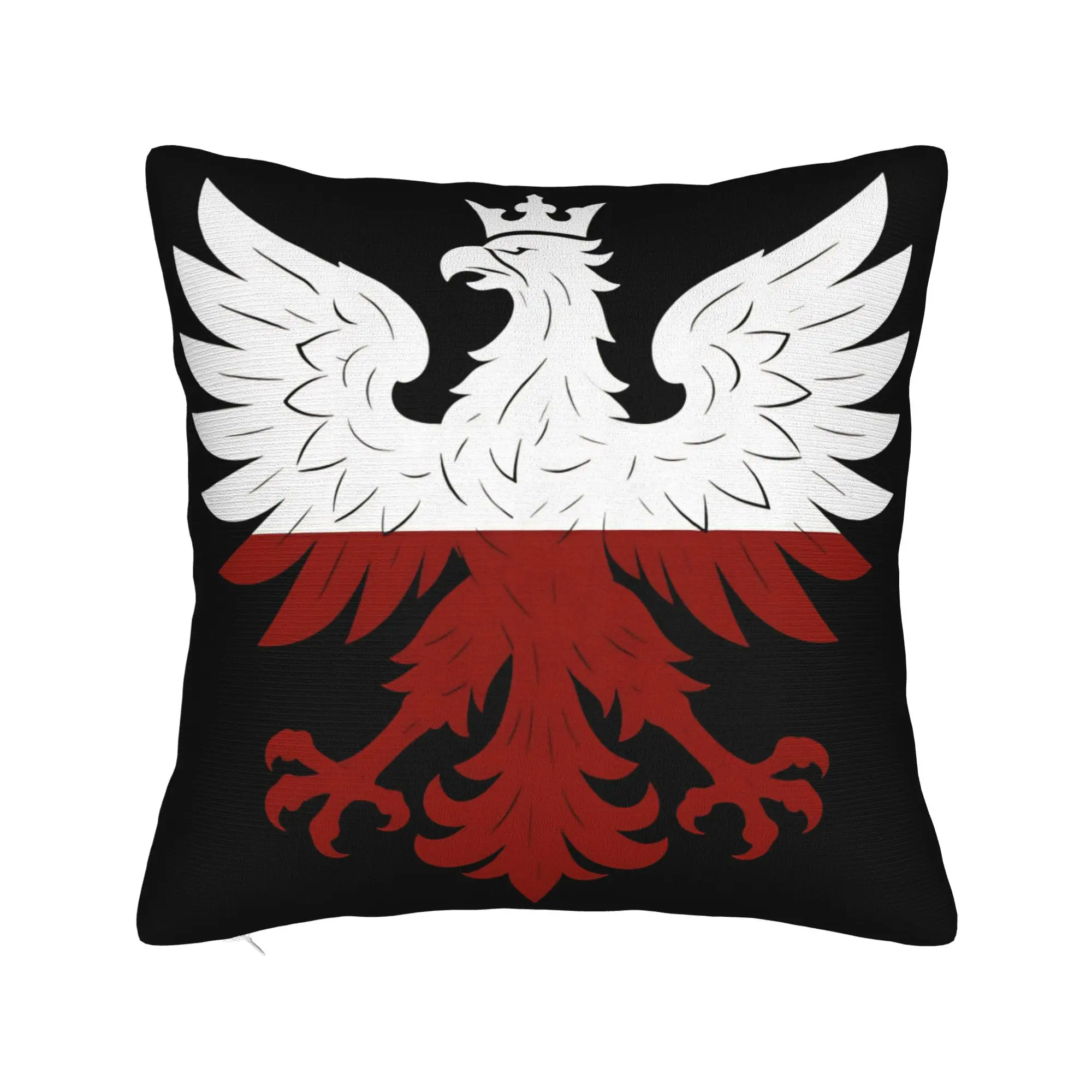 Poland Polska Eagle Flag Pillow Case  Square Pillow Cover Retro Trendy Pillowcases For Office Car Home Decor