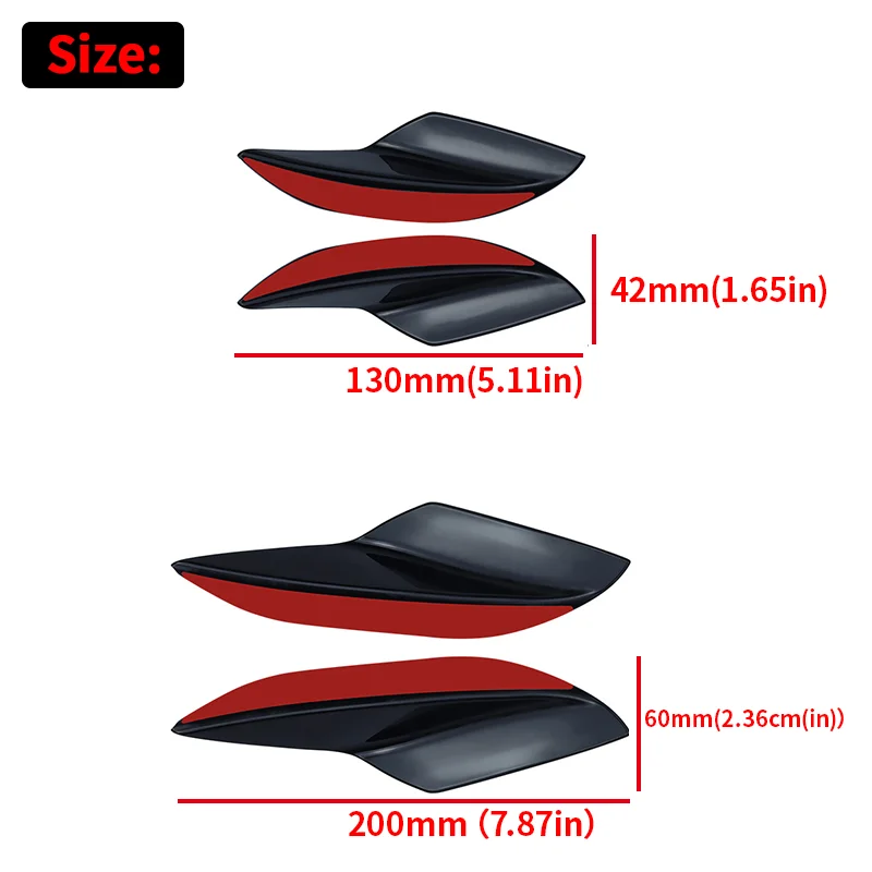4Pcs Rubber Car Front Bumper Lip Protector Universal Rear Diffuser Black Carbon Fiber Spoiler Splitter Wing Protection Guard