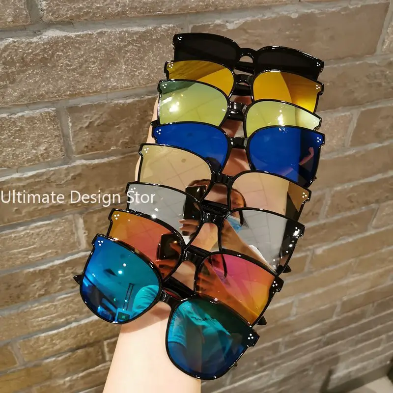 New Children Shape Round Sunglasses Girl Boy Shiny coating Double Color Vintage Sunglasses UV Protection Glasses Child Goggles