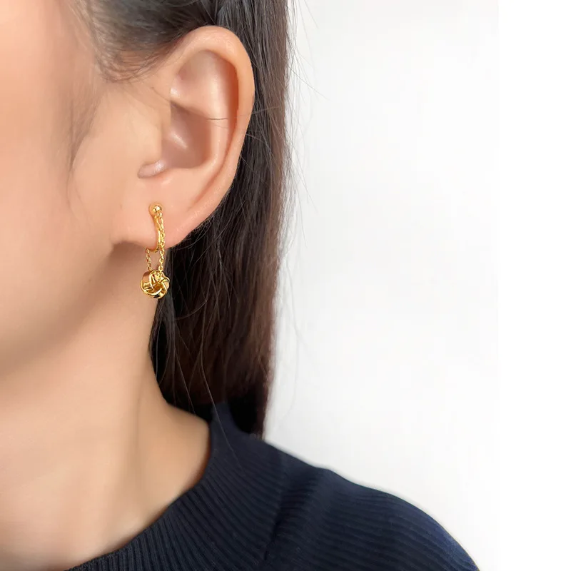 New Tassel Metal Ball Earrings Simple No Ear Holes Mosquito Coil Ear Clip Female Gift Wholesale