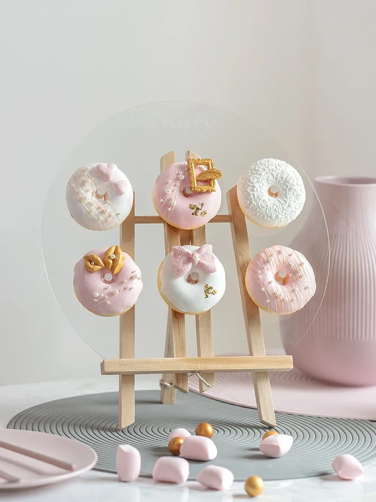 Donuts artificiales de estilo rosa, pastel falso, simulación de Donuts, decoración de ventana, aperitivo falso, helado, Ins, comida de viento, utilería de fotografía