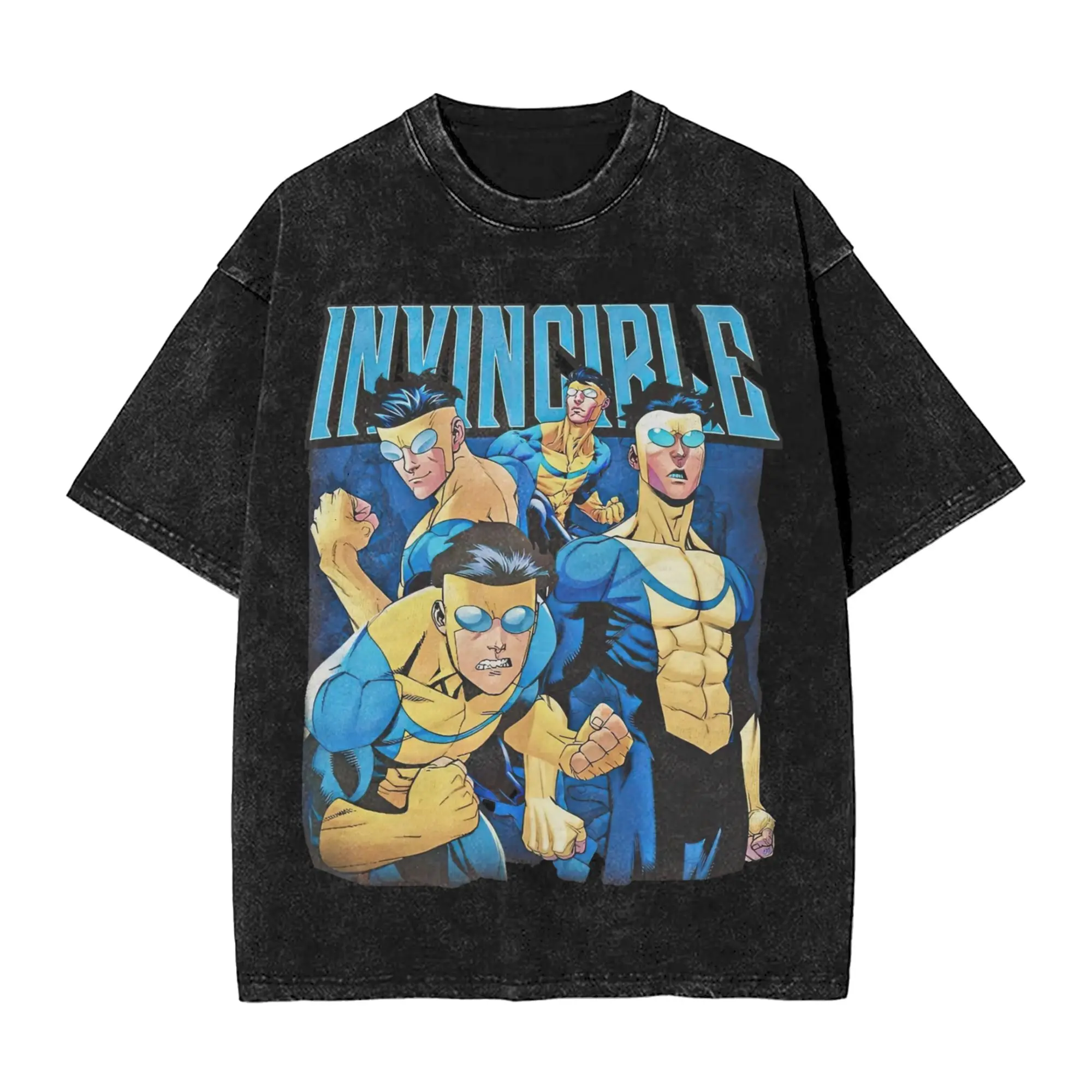 Invincible Mark Grayson T Shirt Washed Short Sleeve Harajuku T-Shirt  Retro for Men Women Tops Streetwear Summer Tee Shirt