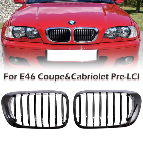 Parrilla de listones individuales, rejilla cromada de carbono para 3 Series E46, 2 puertas, pre-Facelift 1998-2002 y 2000-2007 E46 M3 Coupe Cabriolet