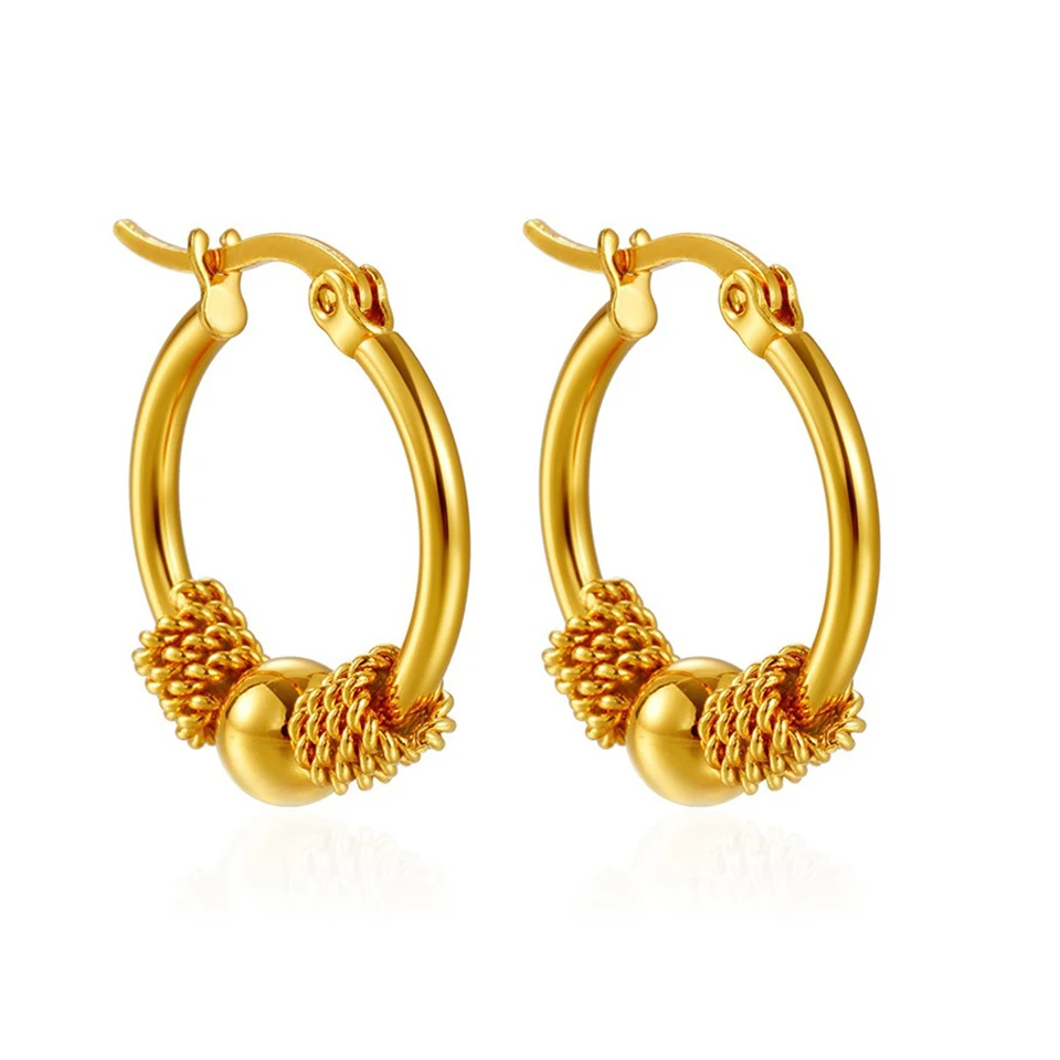 ZAKOL 316L Edelstahl Goldene Hohlgeflechtte Ohrringe in Kreisform für Damen, modischer Ohrschmuck, Partygeschenk für Damen – Detail 2