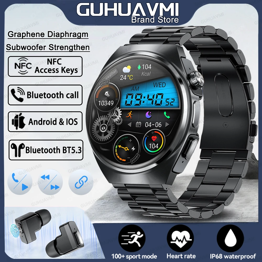 2024 New Smart Watch TWS Headset Two In One Wireless Bluetooth Dual Earbuds Call Health Monitor Sport Music Earphone Smartwatch