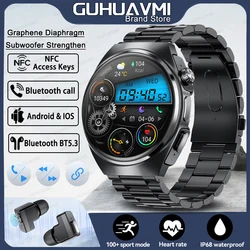 Wireless Bluetooth Smart Watch, TWS Headset, Dual Earbuds, Call Health Monitor, Sport Music Earphone, Smartwatch, 2 em 1, Novo, 2022