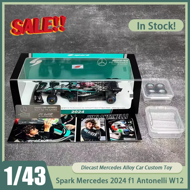 

Spark Mercedes f1 Race Car Model 1:43 Scale Replica Toy Kimi Antonelli Debut W12 Collector Edition Racer for 2024 Rookie Season