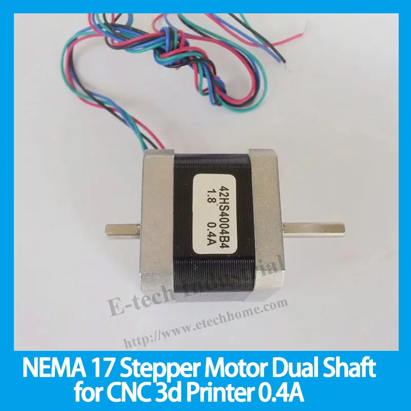 Top grade NEMA 17 Stepper Motor Dual Shaft for CNC 3d Printer 0.4A 56 oz-in Body Length 40mm CE Rohs Stepping Motor