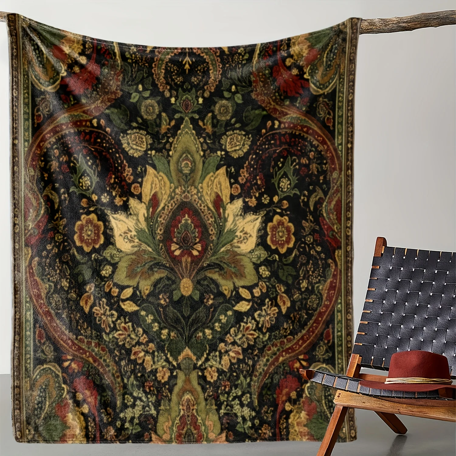 

Винтажный фланелевый плед с цветочным принтом, мягкий и теплый, на все сезоны, полиэстер, насыщенный коричневый, разноцветный цветочный узор для кровати, дивана, кемпинга, путешествий