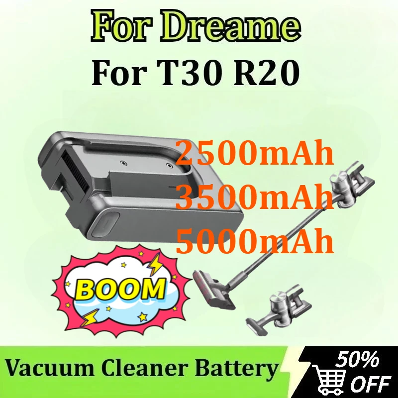 

New 2500-5000mAh Battery Pack 29.6V Rechargeable Battery for Dreame T30 R20 Cordless Vacuum Cleaner Removable Cordless Extra