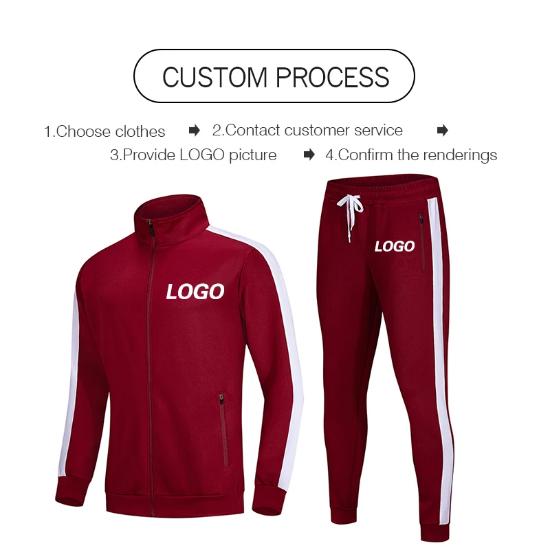 Custom logo Men 2 Piece Football Jersey Sets Customzation Autumn Winter Long Sleeve Soccer Uniform Training Tracksuit for Boys