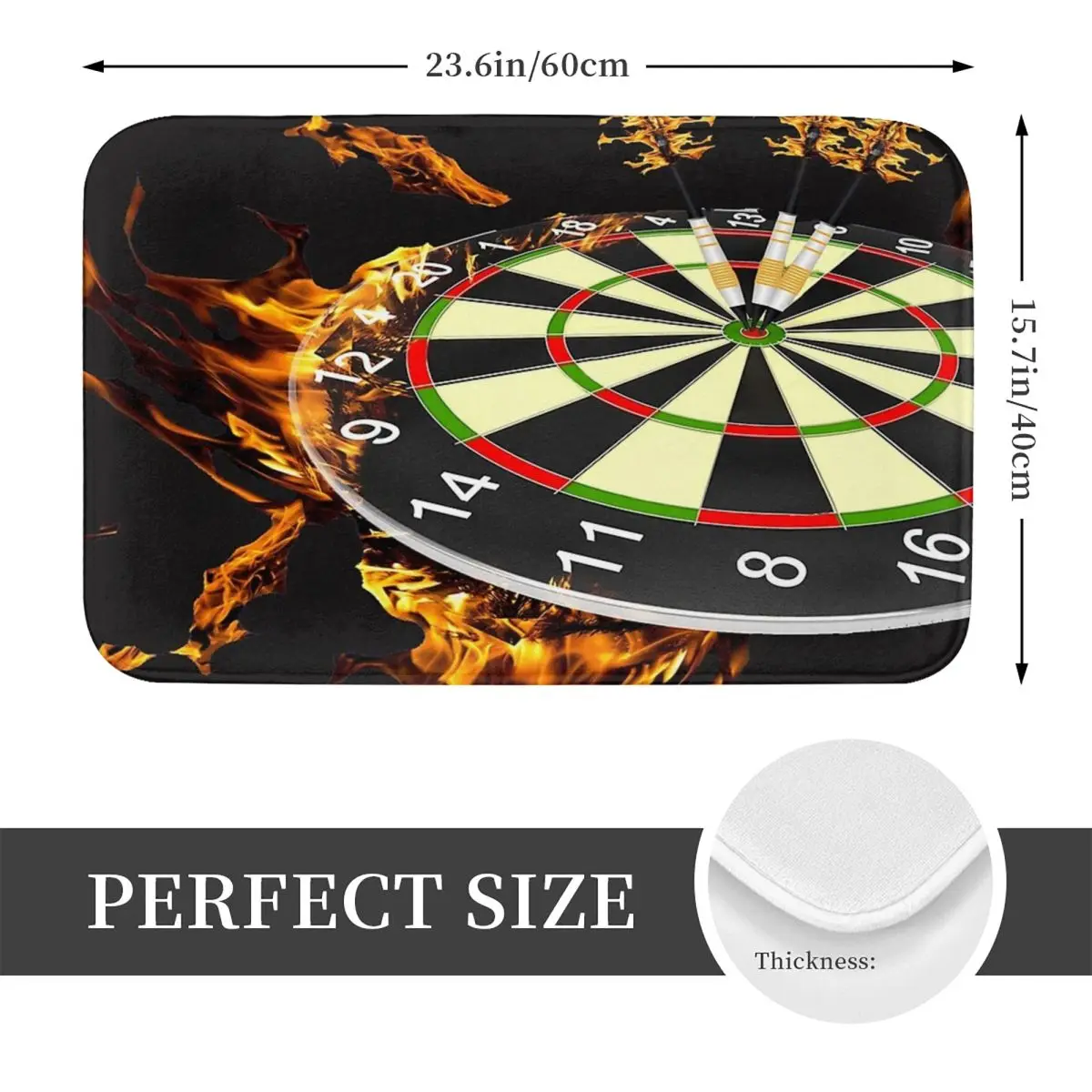 Flaming Dart Board Anti-slip Doormat Floor Mat Antiwear Carpet Rug for Kitchen Entrance Home Bedroom Footpad Mats