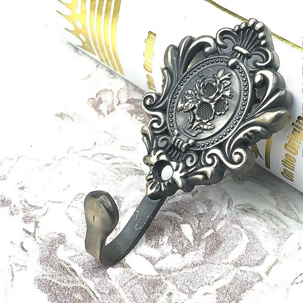 2Pcs Rose Pattern Drapery Curtain Holdbacks Zinc Alloy Vintage Style Tieback Hooks Cloth-hat Hook Curtain Drapery