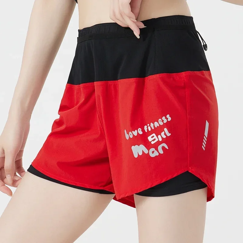 Women's Marathon Athletics Running Sweatpants Dance Fitness Skorts with Pockets 2 in 1 Yoga Bottoms Beach Double Shorts