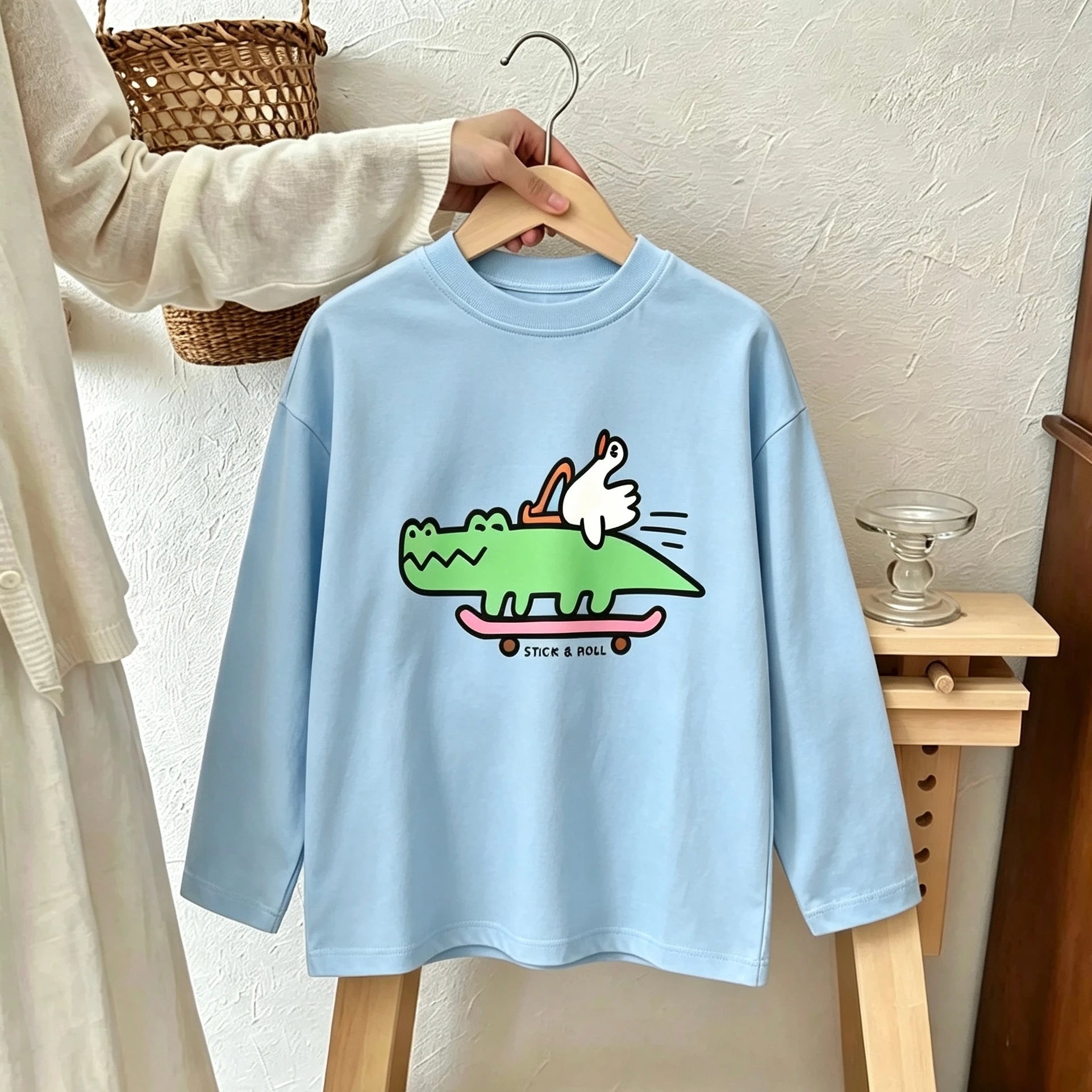 Cartoon TShirt 2026 Children's Fashion Casual Clothing Long-sleeved Tops Simple All-match Bottoming Shirt Toddler Unisex Wear