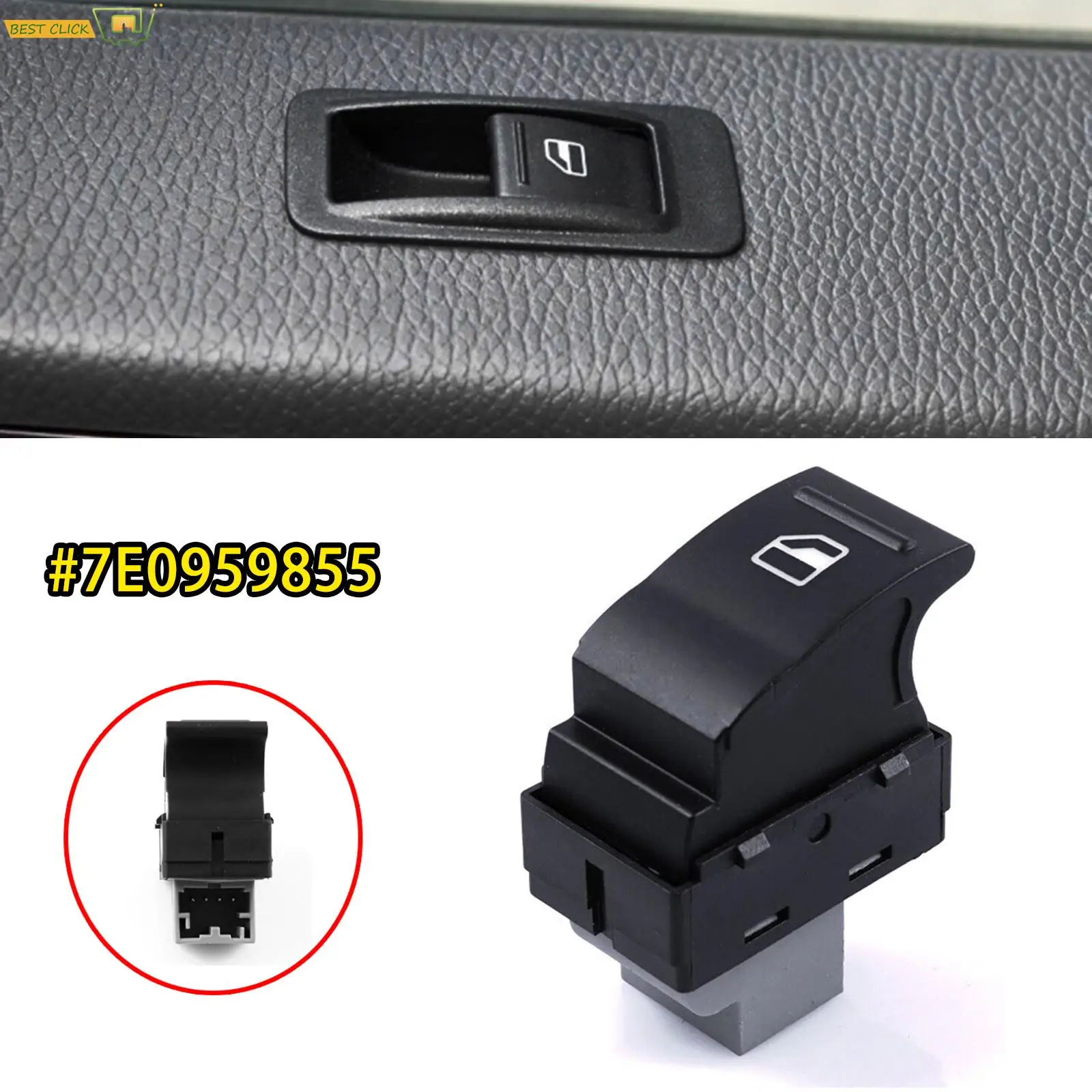 Auto Car Electric Door Window Single Switch Button Control 7E0959855 For VW Transporter T5 T6 Caravelle Multivan Passenger Side