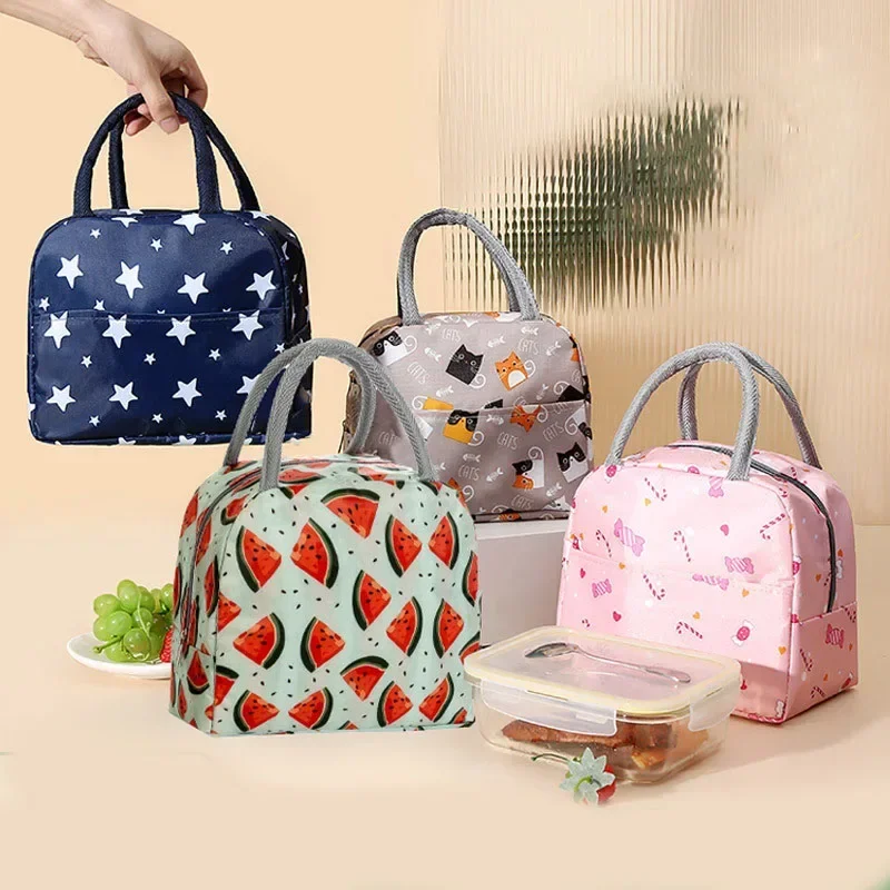 Portable Cartoon Tote Thermal Lunch Box Bag Aluminum Foil Office Student Bento Storage Insulation Bags Cooler Lunch Bag for Kids