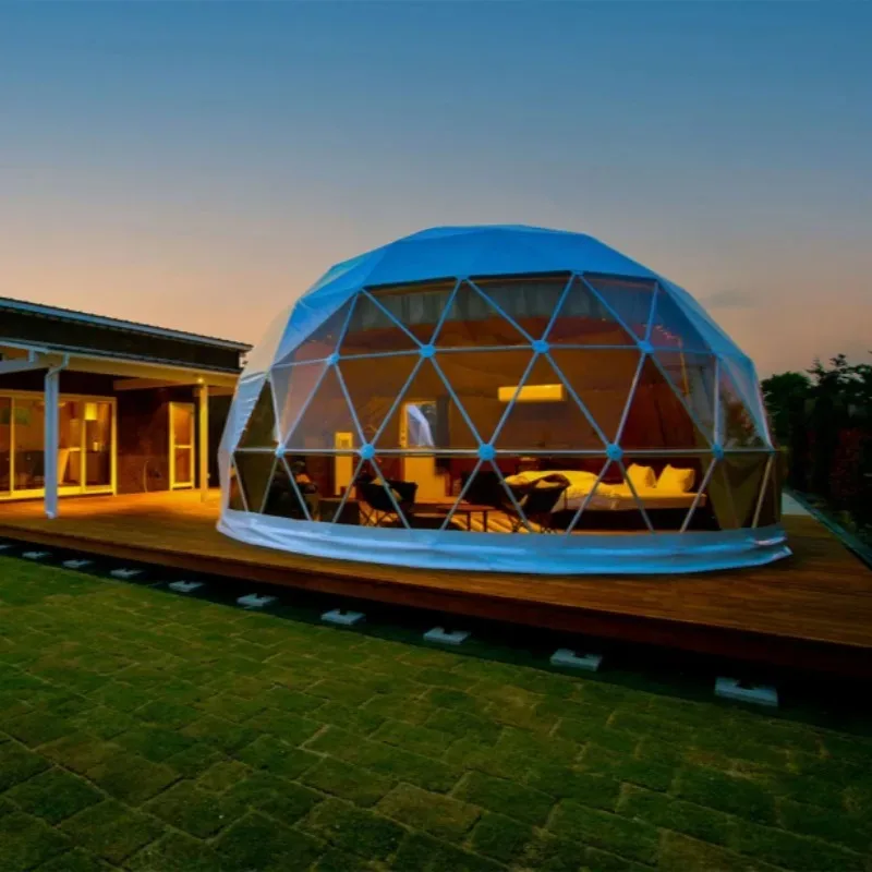 Luxury Glamping Dome Tent Waterproof Geodesic Shelter with Panoramic Window Outdoor Garden Party & Eco Resort Camping House