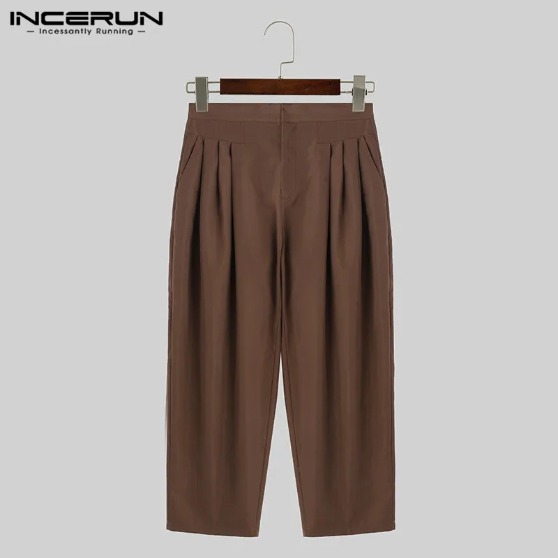 Men Pants Solid Color Joggers Loose Streetwear Casual Trousers Men Pleated 2024 Korean Style Fashion Leisure Pants S-5XL INCERUN