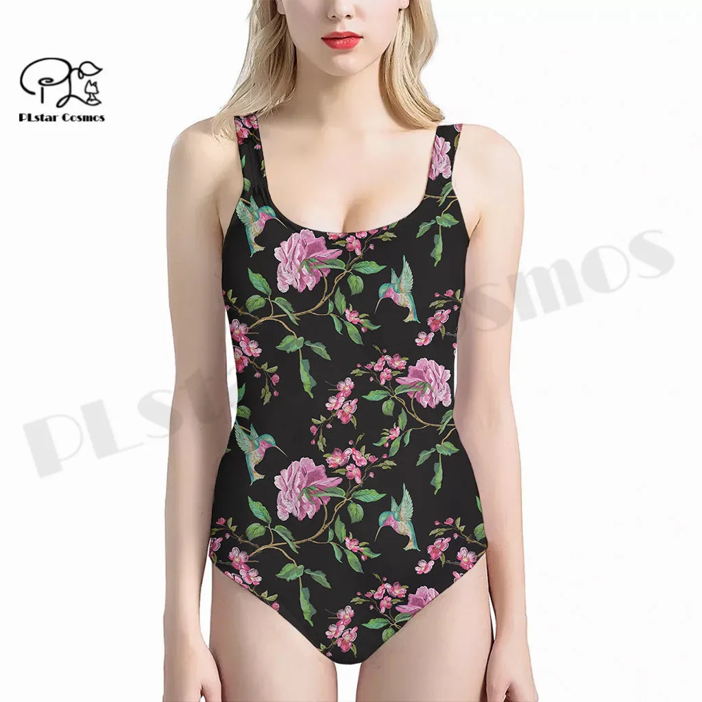 

PLstar Cosmos Vintage Flower Newest Women's One-Piece Swimsuit Premium 3DPrint Uniqe Casual Beach Swimmwear Q-1