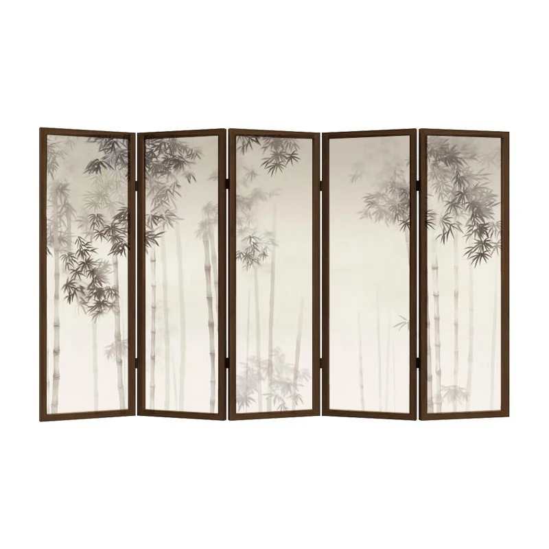 Mampara de pantalla de oficina, sala de estar, estudio, entrada, sala de té, madera maciza, móvil plegable, retro, bambú, nuevo estilo chino