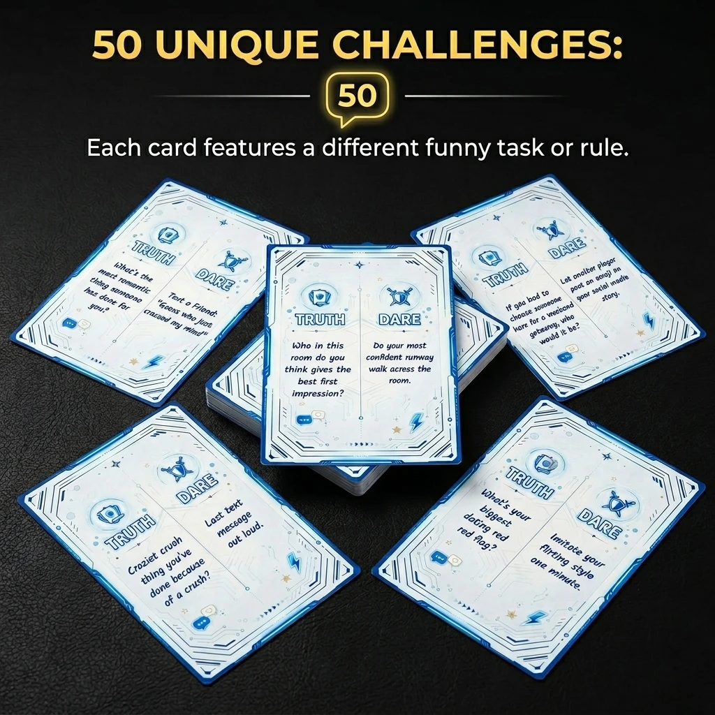 50 PCS Elegant Blue White Adult Truth Dare Board Games Romantic Attraction Challenge Autumn Winter Halloween Christmas Fun