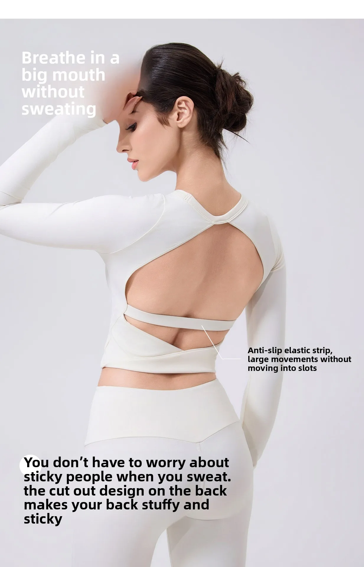

Beautiful Back Knot Hollow Out Sports T-shirt for Women, Long Sleeved with Chest Cushion, Quick Drying Slimming Fitness Suit
