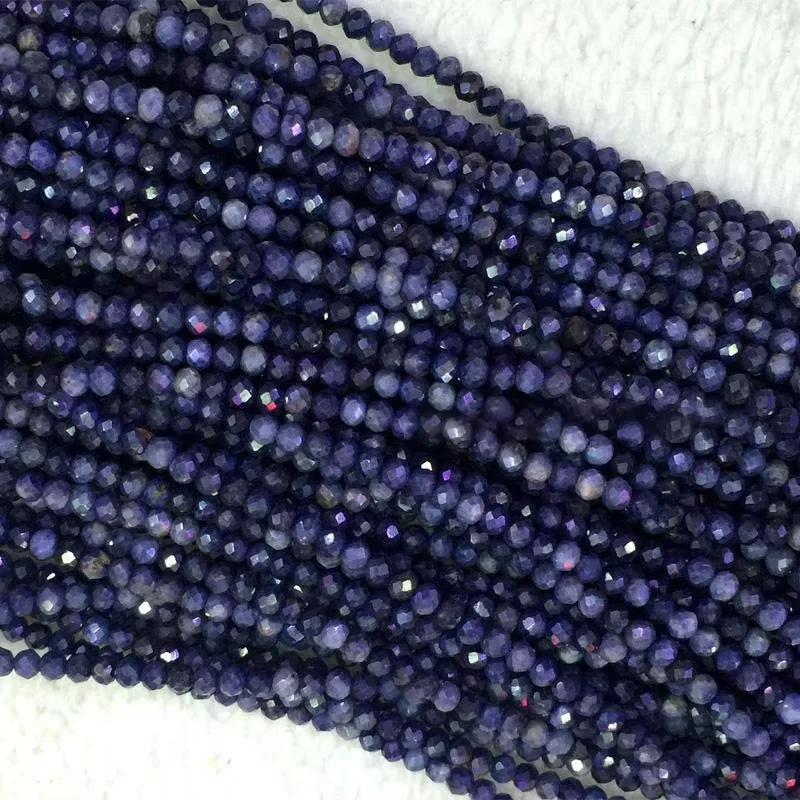 

Natural Genuine Blue Sapphire Hand Cut Faceted Rondelle Loose Small Beads 15"