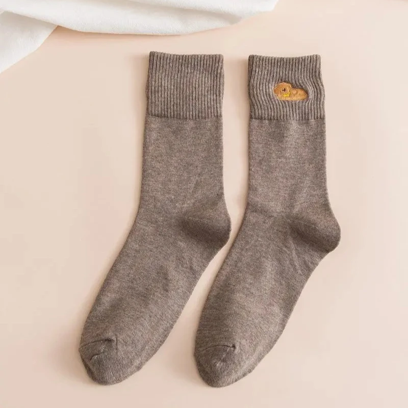 Borduren Cartoon Leuke Damessokken College Stijl Katoenen Lange Sokken voor Vrouwen Vintage Streetwear Sok Calcetines Mujer