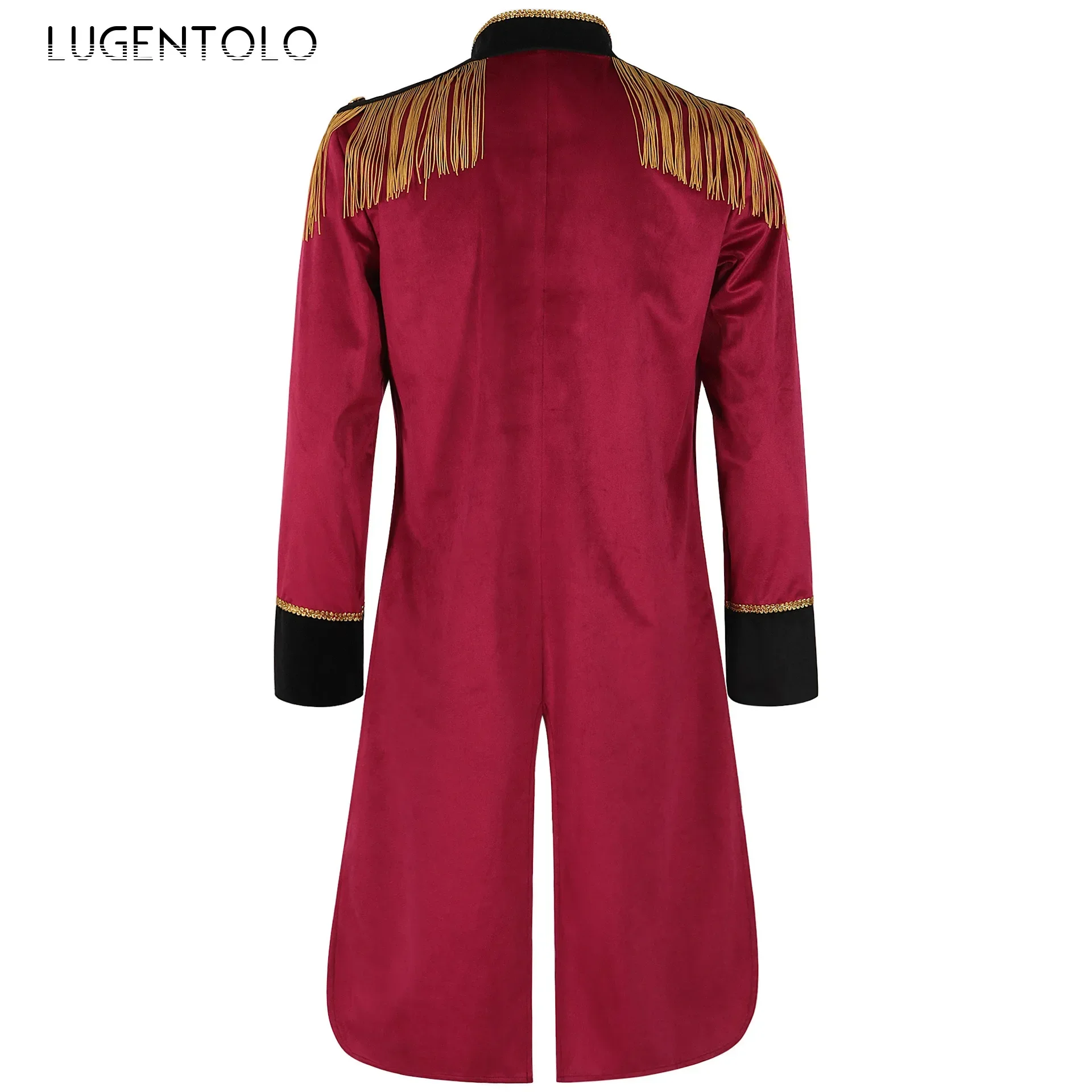 Gabardina Punk para hombre, disfraz Medieval, abrigo Retro informal con cuello levantado, tambores de circo, chaquetas largas para fiesta de Halloween