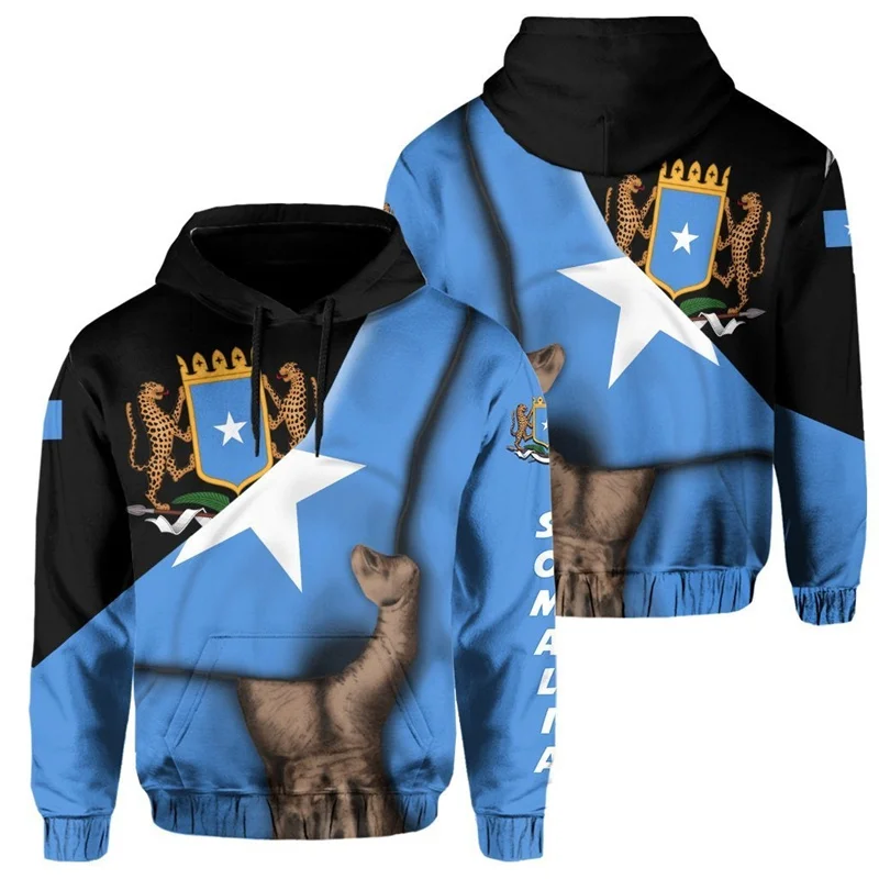 Africa Somalia Flag Map 3D Print Hoodie For Men Clothes National Emblem Graphic Sweatshirts Casual Boy Tracksuit Kids Pullover