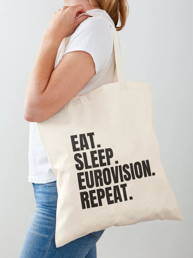 Eat Sleep Eurovision Repeat - Eurovision Pride Tote Bag Canvas stote bag shopping bags foldable Canvas Tote Bag